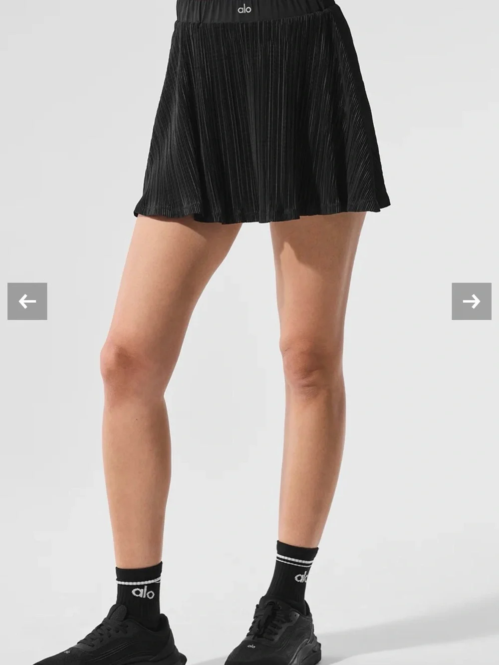 ALO Yoga Black Pleated Skater Skirt